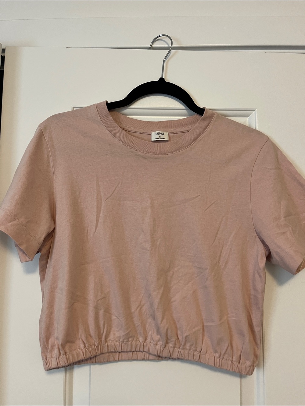 Aritzia Gathered Hem Short Sleeve Tee - Dusty Pink